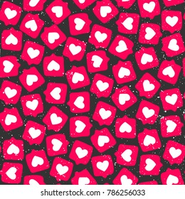 Hand drawn social media sticker with appreciate like design seamless background pattern bright red pink cute and funny