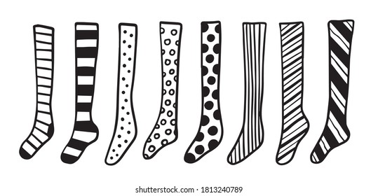hand drawn sock doodle illustrations