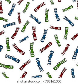 Hand drawn socks isolated on white background. Seamless vector pattern.