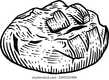 Hand drawn Soda Bread Sketch Illustration