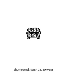 hand drawn of sofa cartoon sticker design