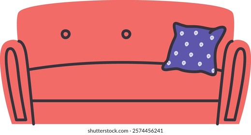 Hand Drawn Sofa With Pillow Vector Illustration