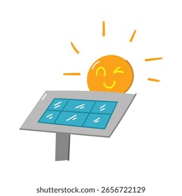 Hand drawn solar cell element icon flat vector illustration design