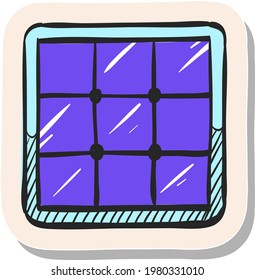 Hand drawn Solar cells panel icon in sticker style vector illustration