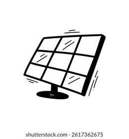 Hand Drawn Solar Panel Illustration. Doodle Vector. Isolated on White Background - EPS 10 Vector