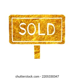 Hand drawn Sold out sign icon in gold foil texture vector illustration