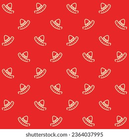 Hand Drawn Sombrero Hat Vector Seamless Pattern