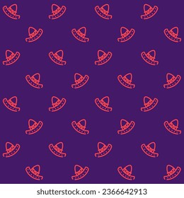 Hand Drawn Sombrero Hat Vector Seamless Pattern