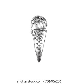 Hand Drawn Sorbet Sketch Symbol. Vector Truffle Element In Trendy Style.