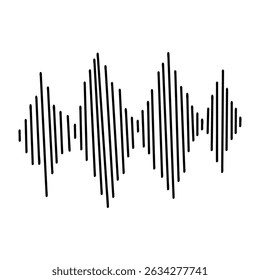 Hand drawn sound wave. Music element. Vector doodle illustration isolated on white background.