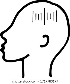 Hand drawn sound waves inside the head. ASMR concept. Doodle vector illustration.