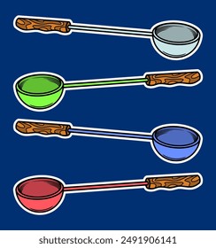 Hand Drawn Soup Ladle Sticker Vector Illustration