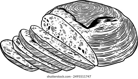 Hand drawn Sourdough Bread Sketch Illustration