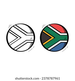 Hand Drawn South Africa Flag Icon Vector Design.