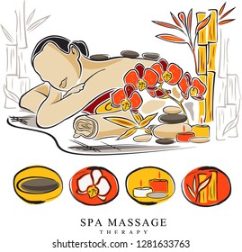 hand drawn Spa Massage vector illustration