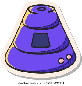 Hand drawn Space capsule icon in sticker style vector illustration