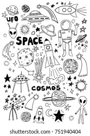 Hand Drawn Space Doodle Set