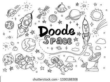 Doodle de espacio dibujado a mano.- Ilustración vectorial.