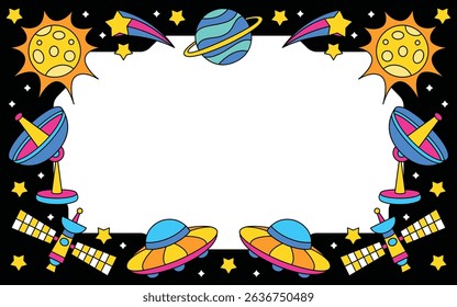 Hand drawn space element template vector background