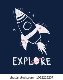 Hand drawn space elements. Space about doodle illustration. Vector illustration. Hand drawing slogans and icons vector.