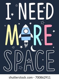 Hand drawn space elements. Space about doodle illustration. Vector illustration. Hand drawing slogans and icons vector.	