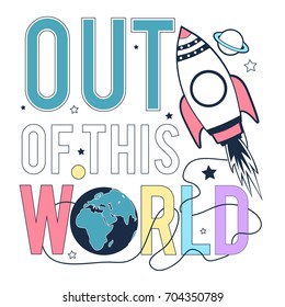 Hand drawn space elements. Space about doodle illustration. Vector illustration. Hand drawing slogans and icons vector.	