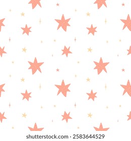 Hand drawn space elements seamless pattern. Space background. Space doodle illustration. Vector illustration. Seamless pattern with cartoon space rockets, planets, stars