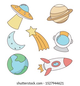 Hand Drawn Space Icons Vector