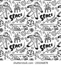 hand drawn space related object in seamless background