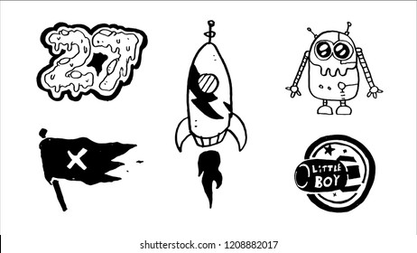 Hand Drawn Space Rocket Sticker
