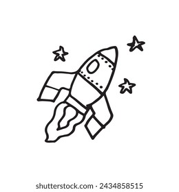 Hand drawn space rocket vector illustration