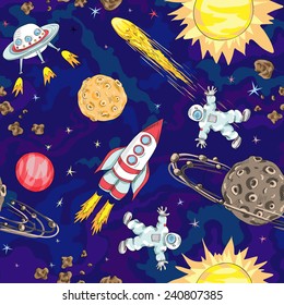 hand drawn space seamless pattern. kids background