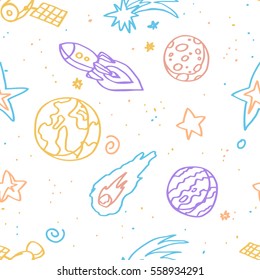 hand drawn space seamless pattern