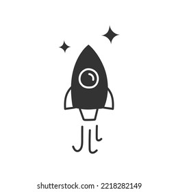 Signo del vector del barco espacial dibujado a mano. Icono dibujado a mano por el barco de cohetes. Señal del transbordador. Signo plano del vector EPS 10. Icono dibujado a mano