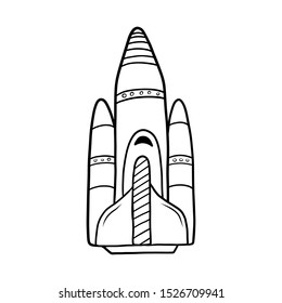 Hand drawn Space Shuttle isolated on a white. Vector illustration.