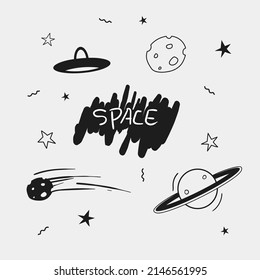 Hand drawn space vector illustration