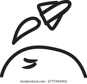 Hand drawn spacecraft using a planet's gravity to swing around and gain speed in an orbital maneuver