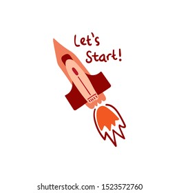hand drawn spaceship vector illustration. Creative space texture for fabric, wrapping, textile, wallpaper, apparel. 