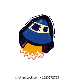 hand drawn spaceship vector illustration. Creative space texture for fabric, wrapping, textile, wallpaper, apparel. 
