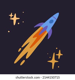 Nave espacial dibujada a mano. Ilustración del vector EPS10
