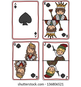 Hand drawn spade pictured game cards