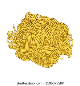 Hand drawn spaghetti line art on the white background