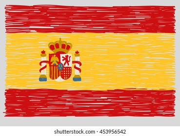 Hand drawn spanish flag. Concept of travel or study spanish