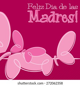 Hand Drawn Spanish Happy Mother's Day card in vector format.