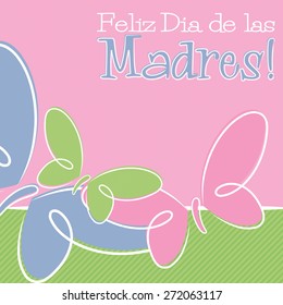 Hand Drawn Spanish Happy Mother's Day card in vector format.