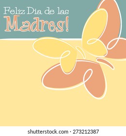 Hand Drawn Spanish Happy Mother's Day card in vector format.