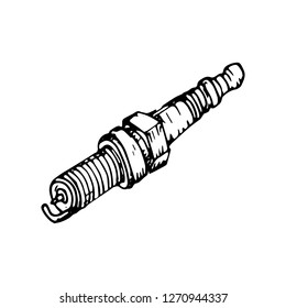 Hand drawn spark plug doodle. Sketch style icon. Decoration element. Isolated on white background. Flat design. Vector illustration.
