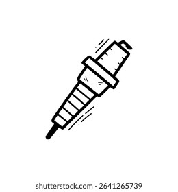 Hand Drawn Spark Plug Illustration. Doodle Vector. Isolated on White Background - EPS 10 Vector