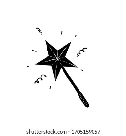 ilustración de la varita mágica dibujada a mano con vector estilo doodle