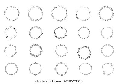Hand Drawn Sparkle Star and Wreath Frames Set | Minimalist Starry Border Collection for Invitations, Logos, Cards, and Decorative Projects
